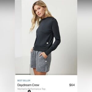Vuori Best Seller Women's Size Large DayDream Crew long sleeve Performance Shirt